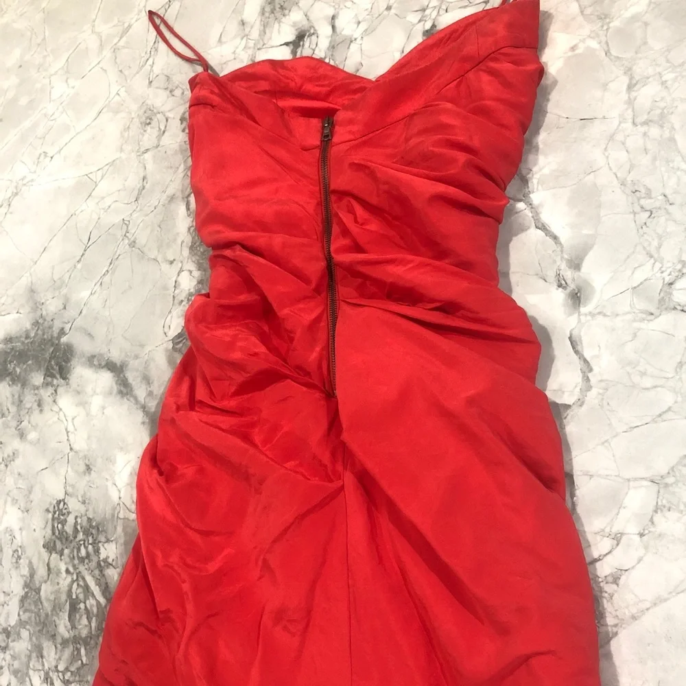 Alice and Olivia red ruched strapless dress - Picture 5 of 6